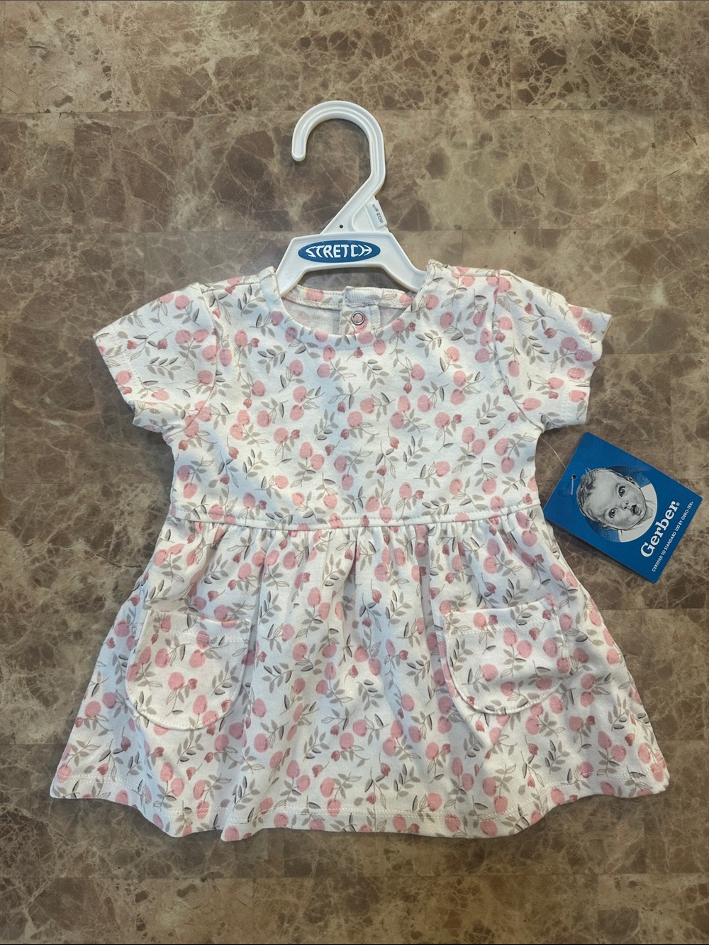 Gerber White and Pink Floral Infant Dress